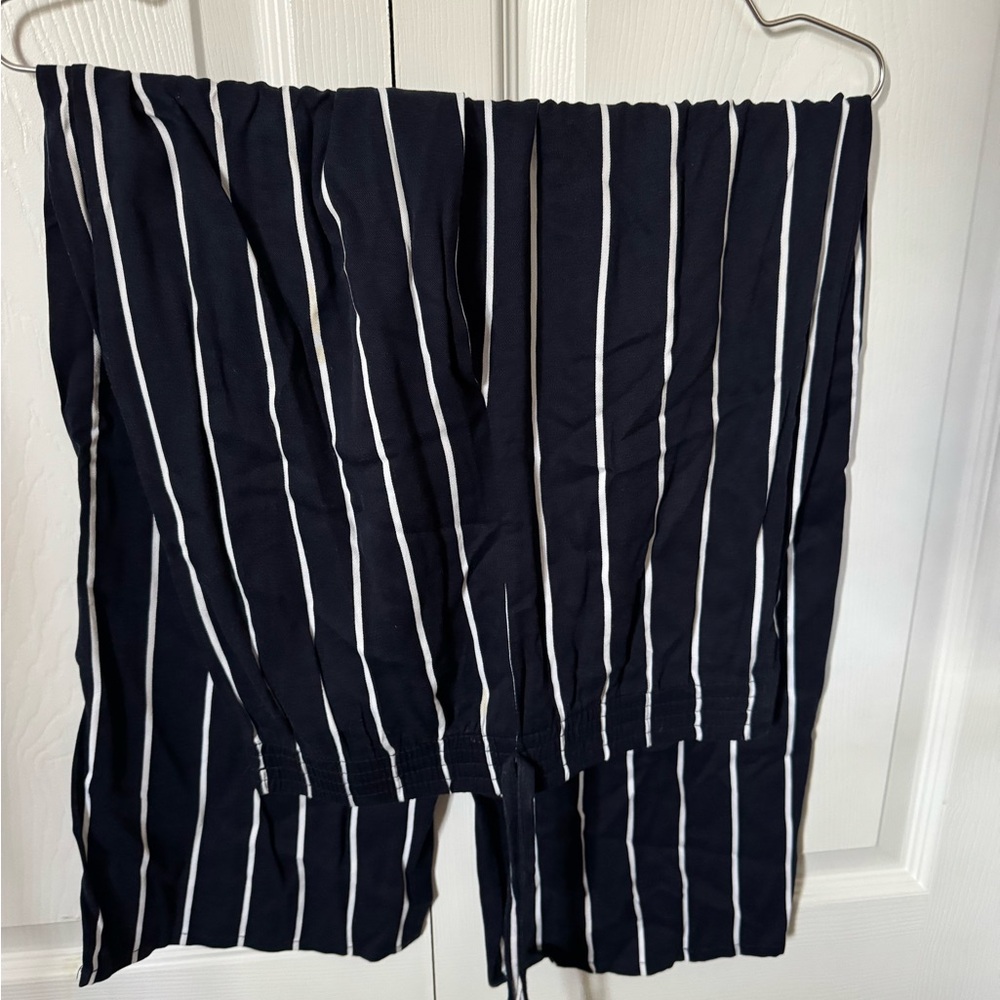 Navy and White Striped Pants